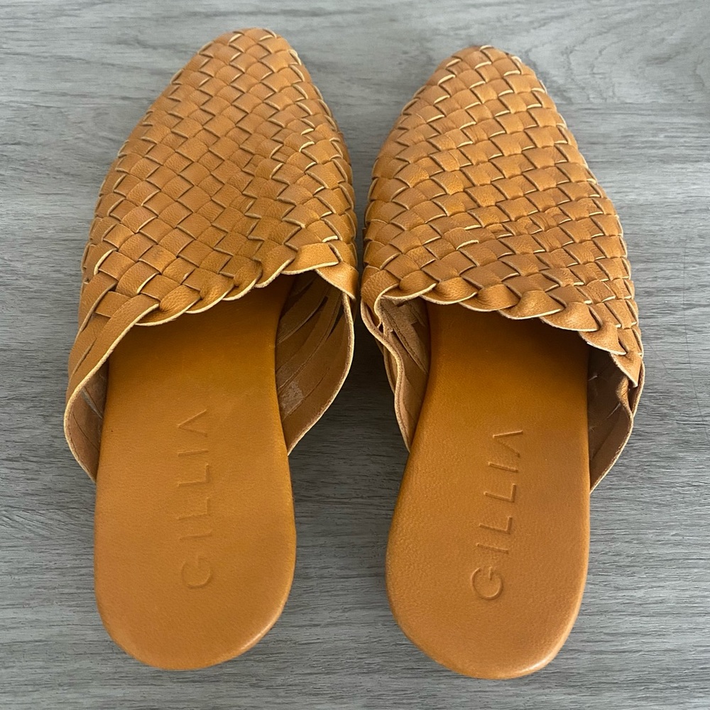 Gillia Leather Woven Sandals